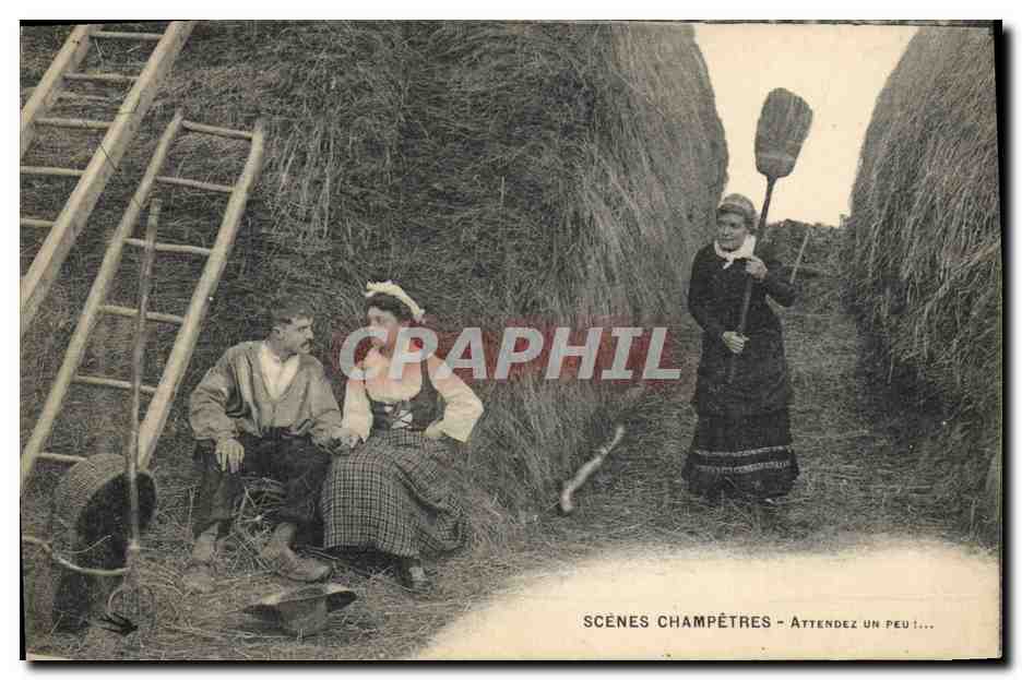 CPA Folklore Scenes champetres Attendez un peu ! 