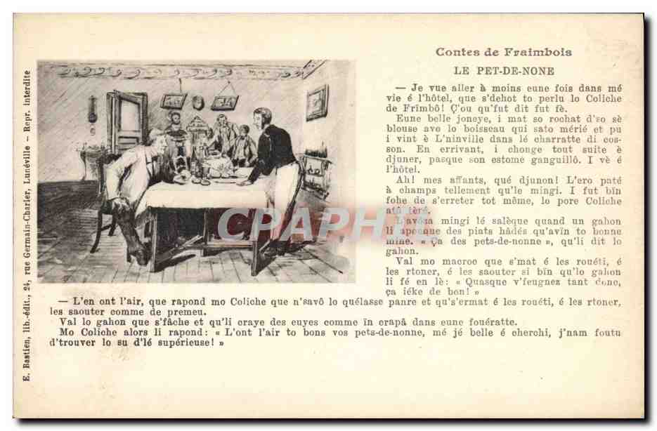 CPA Folklore Contes de Fraimbois Le pet de None 