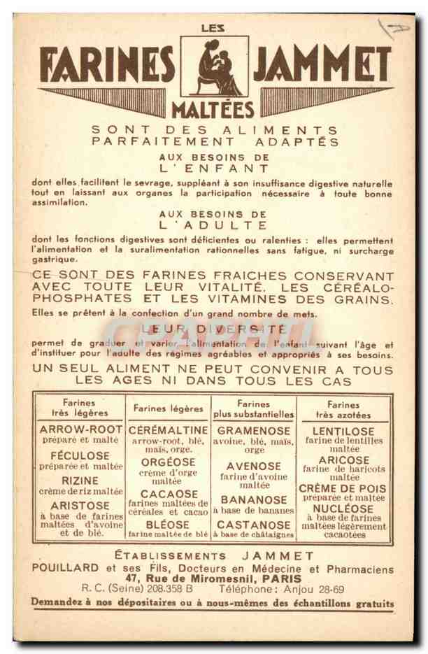 CPA Folklore Le Nivernais Farines Jammet  — Verso