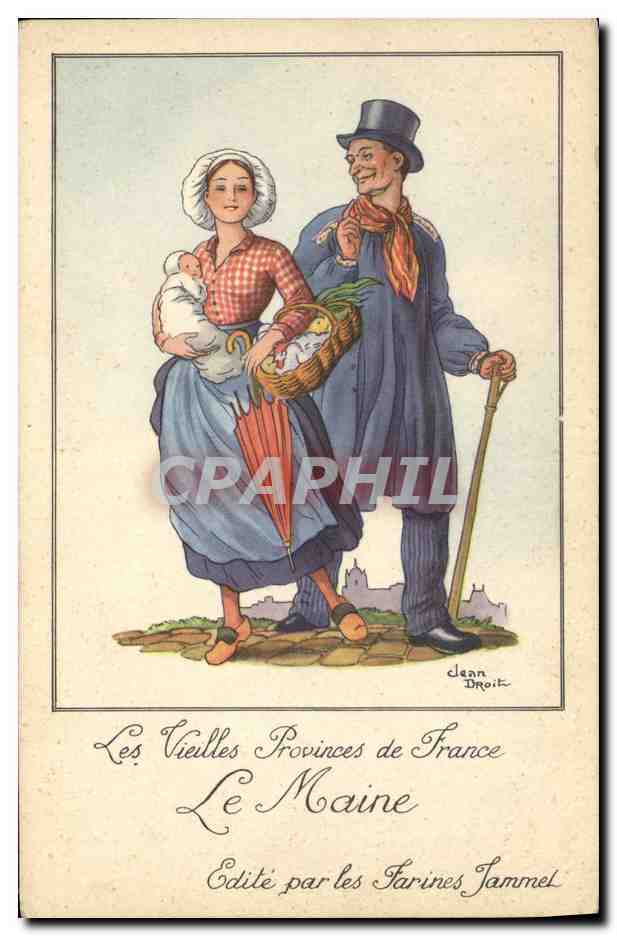 CPA Folklore Le Maine Farines Jammet 
