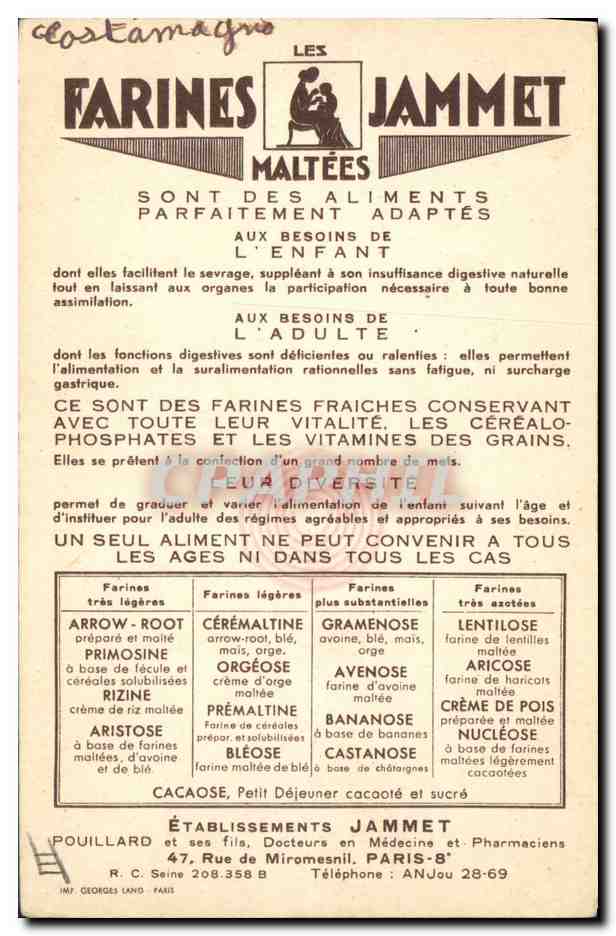 CPA Folklore Le Maine Farines Jammet  — Verso