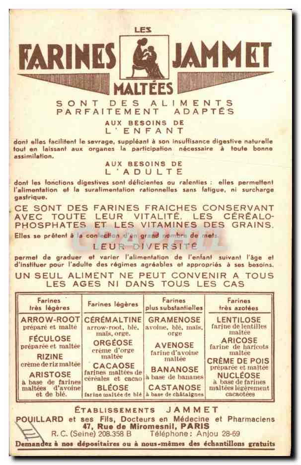 CPA Folklore Le Dauphine Farines Jammet  — Verso
