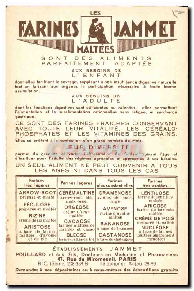 CPA Folklore Le Poitou Farines Jammet  — Verso