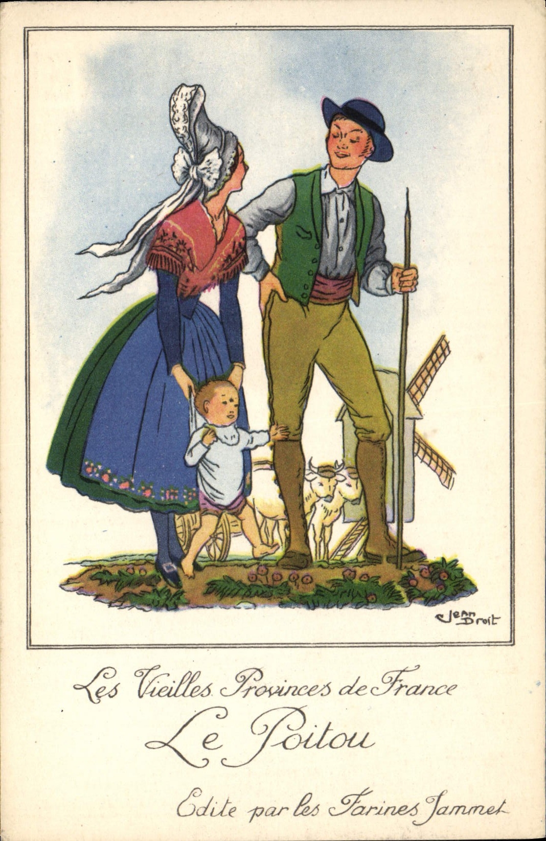 CPA Folklore Le Poitou Farines Jammet Moulin a vent