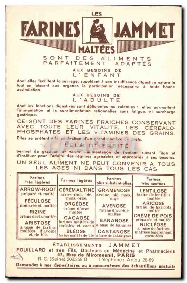 CPA Folklore Le Poitou Farines Jammet Moulin a vent — Verso