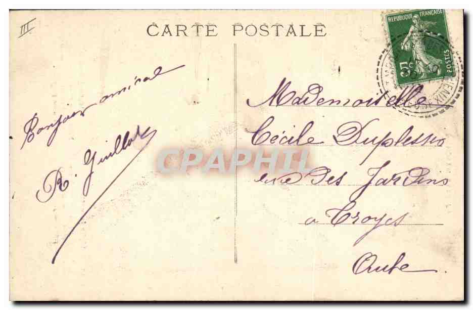 CPA Folklore Au pays Marchois Idylle jeunette Enfants  — Verso