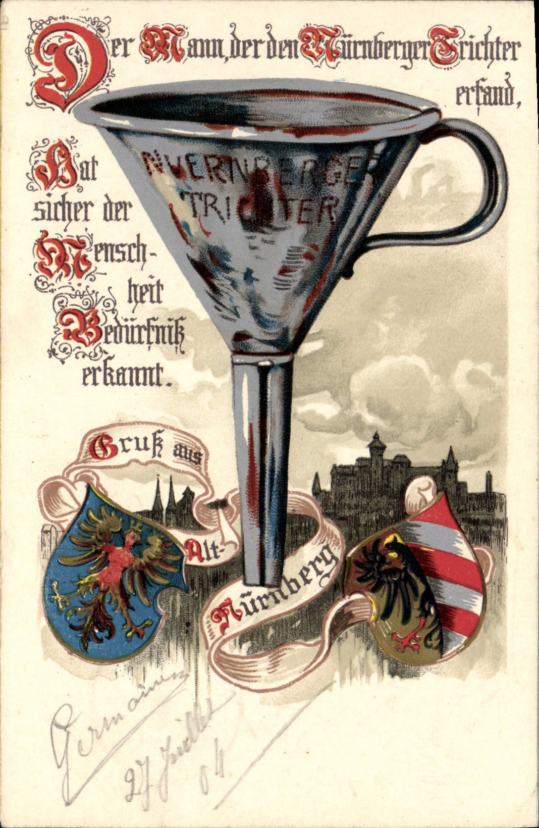 CPA Fantaisie Illustrateur Nuernberge Trichter Aigle Vin 