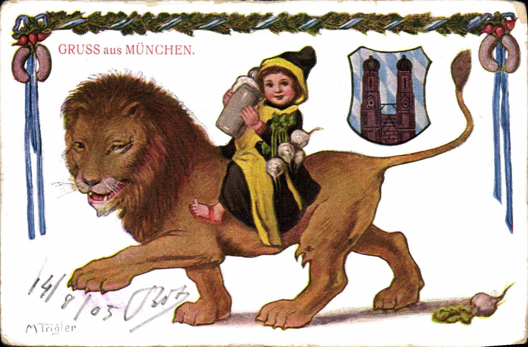 Lion avec enfant — München — éditeur Trigler, n° 435