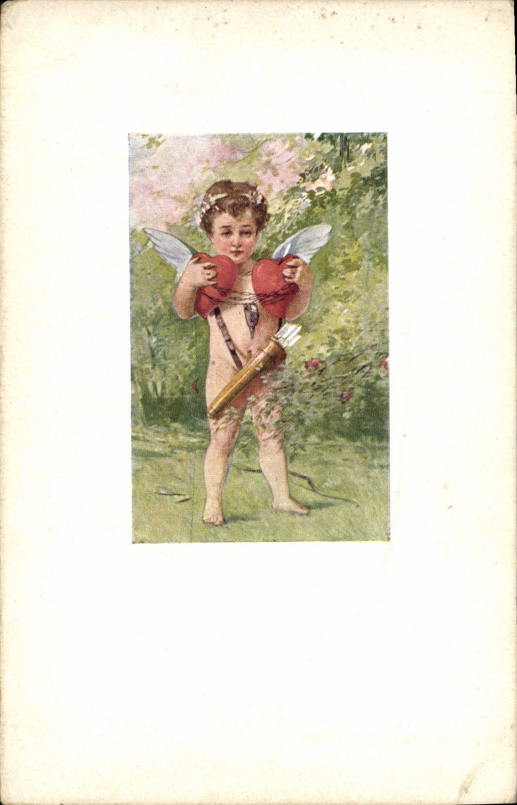CPA Fantaisie Illustrateur Enfant Ange Coeur 