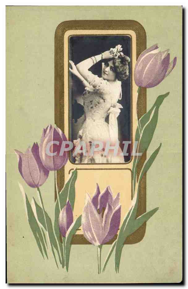 CPA Fantaisie Illustrateur Femme Fleurs 