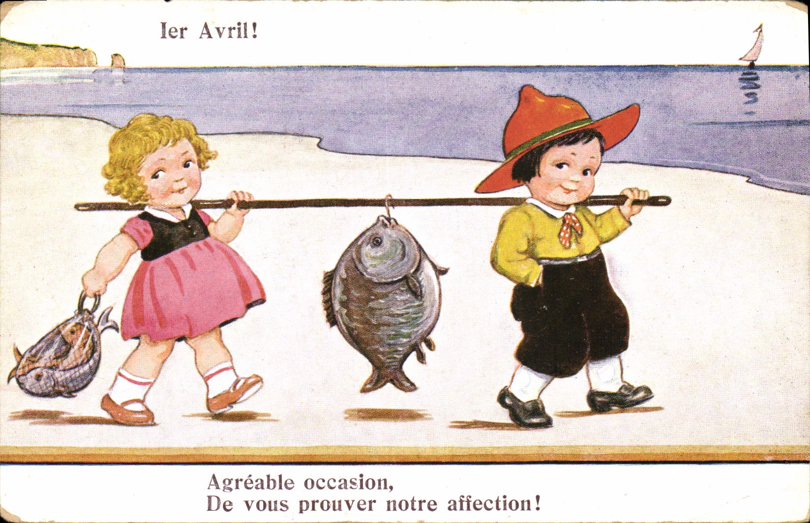CPA Fantaisie Illustrateur Enfants 1er Avril Poisson 