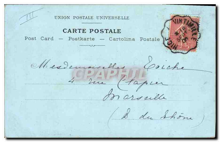 Casa Brera - Menton — vue du palais et du chemin de la petite maison — éditeur E. Lebeux — Verso