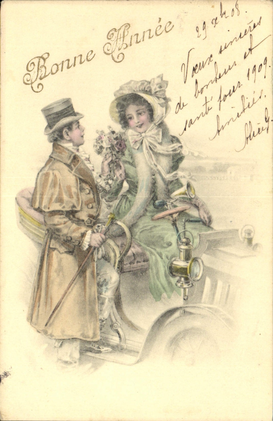 CPA Fantaisie Illustrateur Femme Automobile 