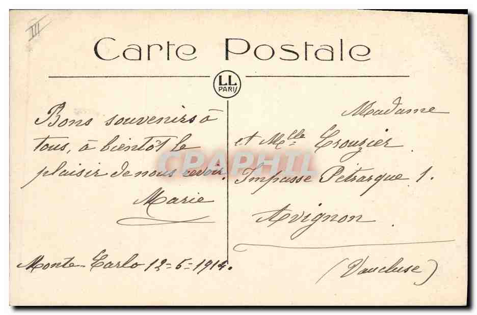 CPA Casino Monte Carlo Salle de Trente et Quarante  — Rückseite