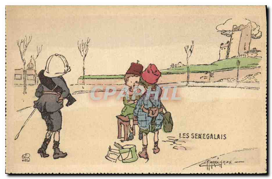 CPA Fantaisie Illustrateur Marechaux Les Senegalais Enfants Militaria 
