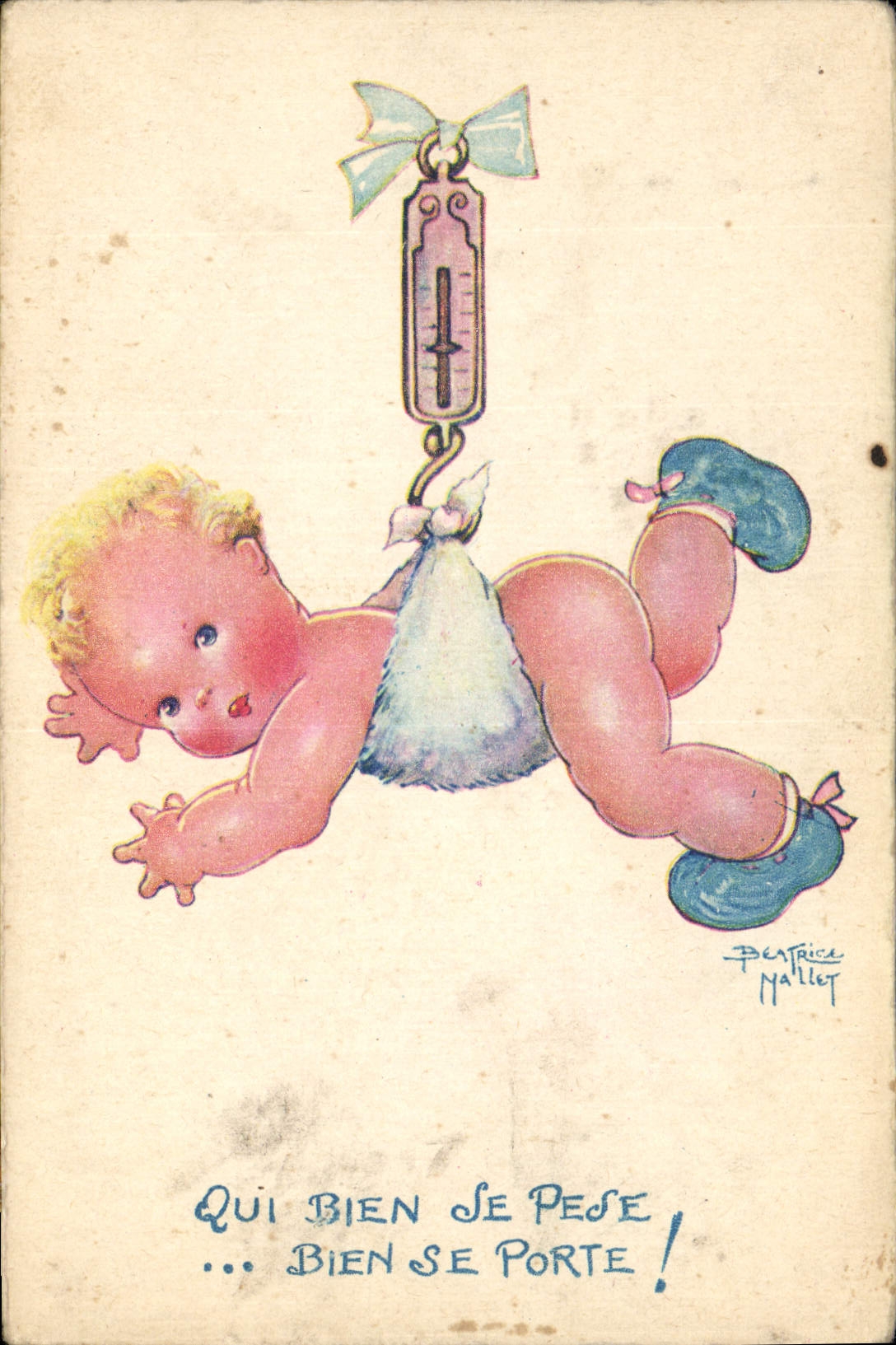 CPA Fantaisie Illustrateur Mallet Enfant Qui bien se pese 