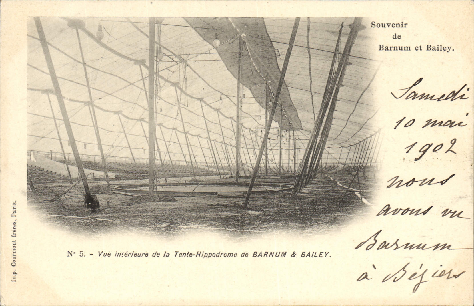 Vue intérieure de la Tente-Hippodrome de Barnum & Bailey — Souvenir de Barnum et Bailey — Imp. Courmont Frères, Paris, N°5