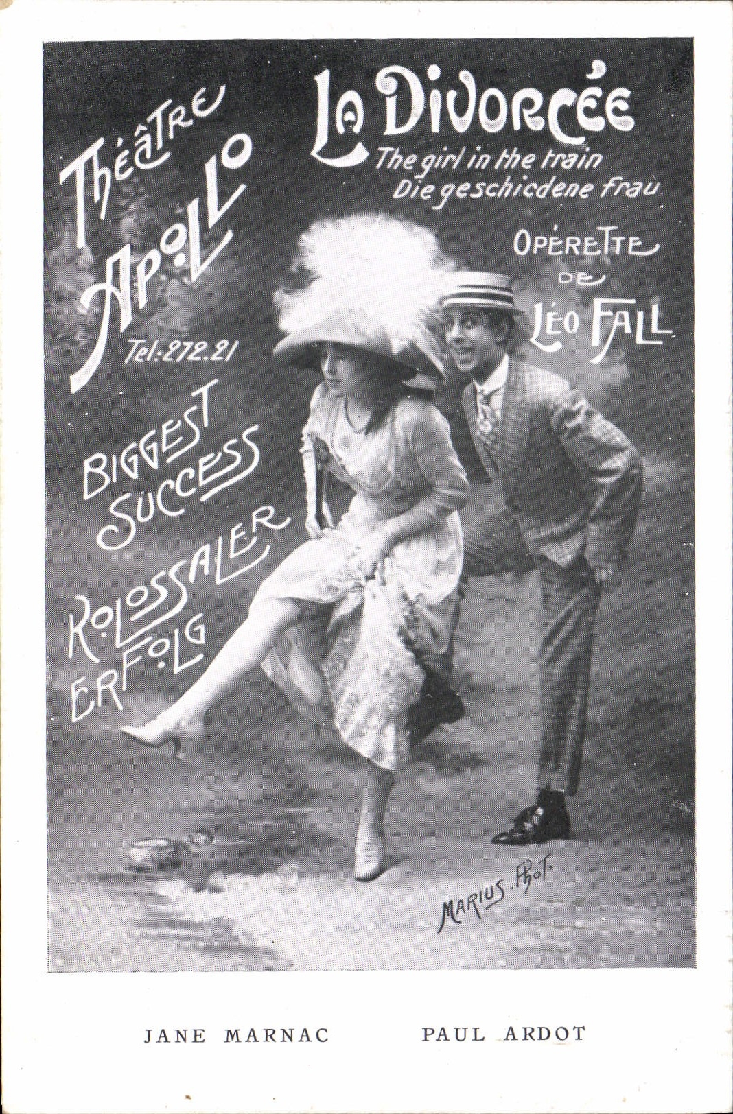 Théâtre Apollo — La Divorcée, opérette de Léo Fall — photographie de Jane Marnac et Paul Ardrot