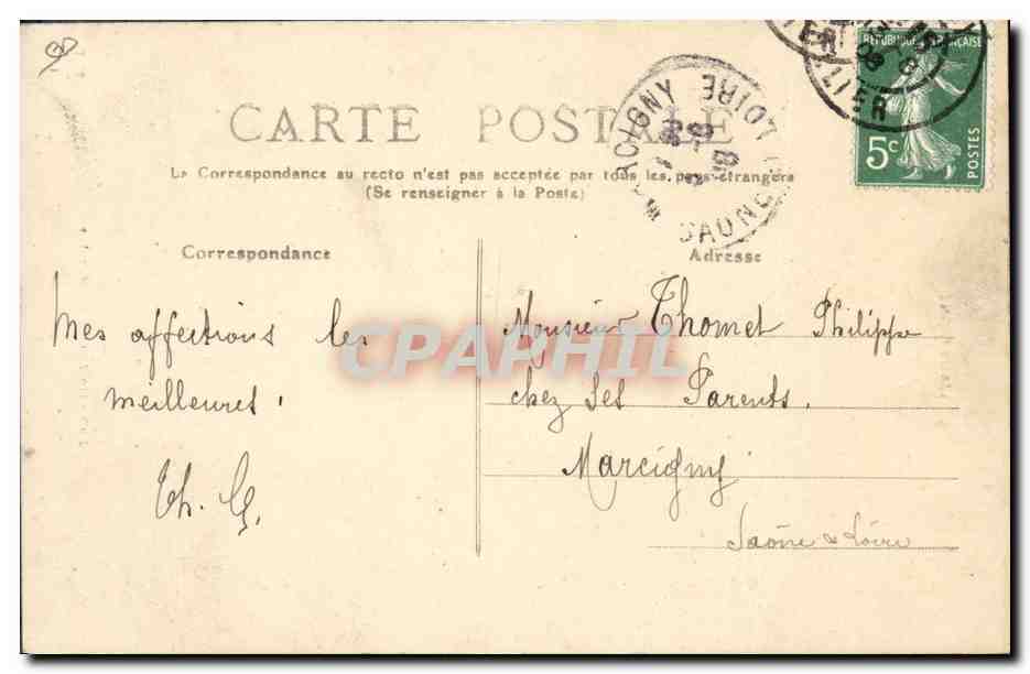 Un Joueur de Musette — L'Auvergne — M.T. n°296 — Verso