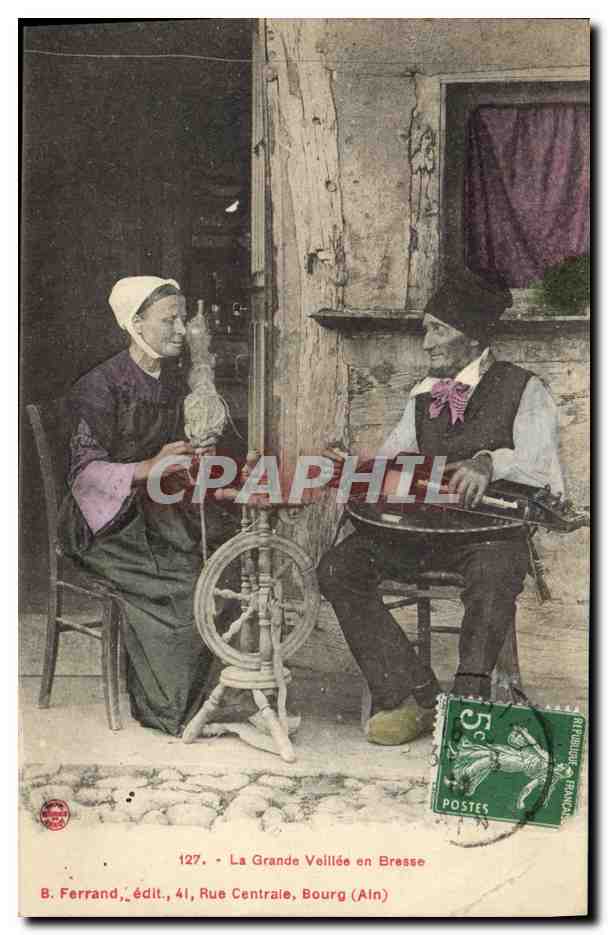 CPA Folklore La Grande Veillee en Bresse