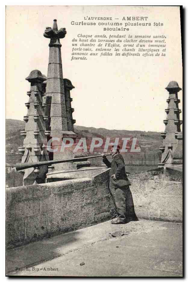 L'Auvergne — Ambert — Clocher de l'église — Pap. L. Boy - Ambert