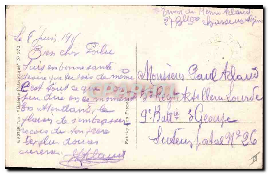 CPA Militaria General Foch  — Verso