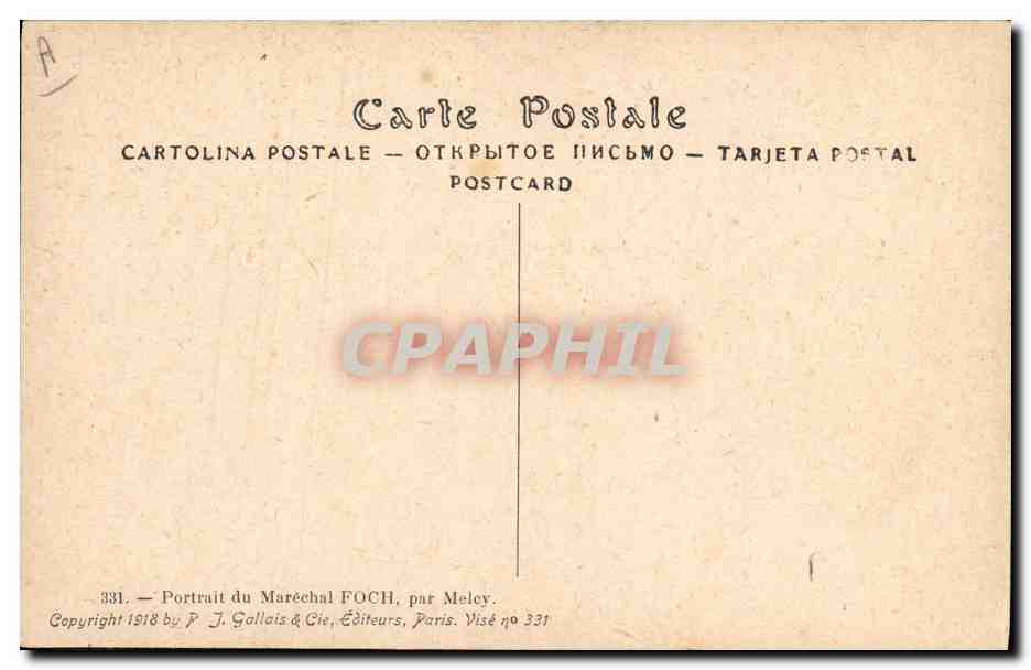 Maréchal Foch — Portrait militaire — J. Gallais & Cie, n° 331 — Reverso