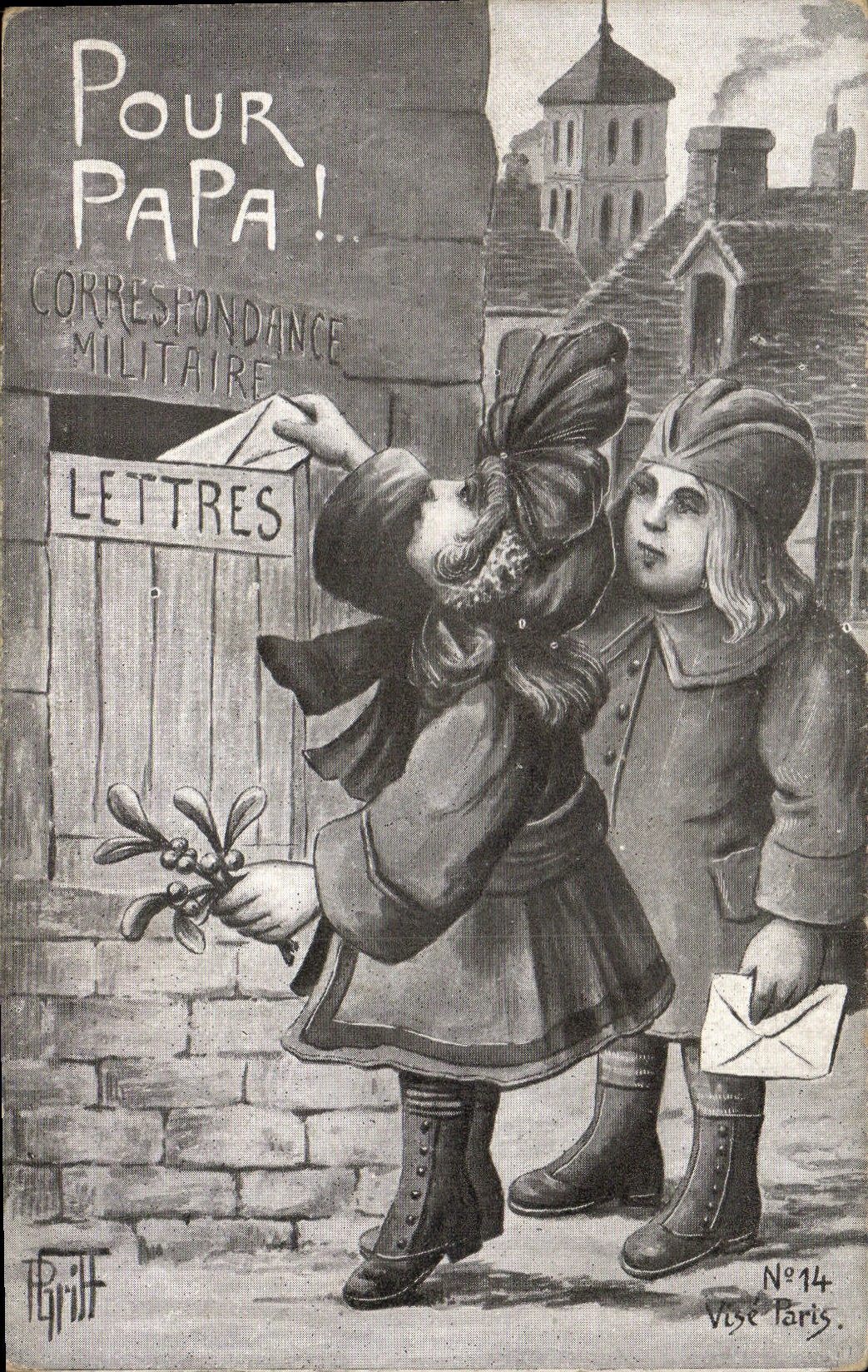 CPA Militaria Pour Papa Enfants Lettres 