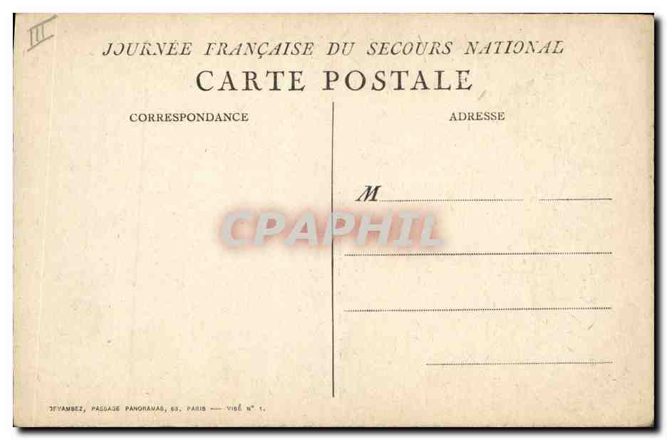 CPA Militaria Secours National  — Rückseite