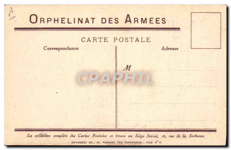 CPA Militaria Enfants orphelinat des Armees Le general Chien  — Rückseite