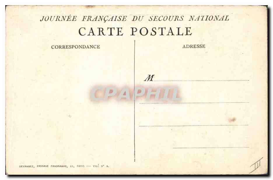 CPA Militaria Secours National  — Rückseite