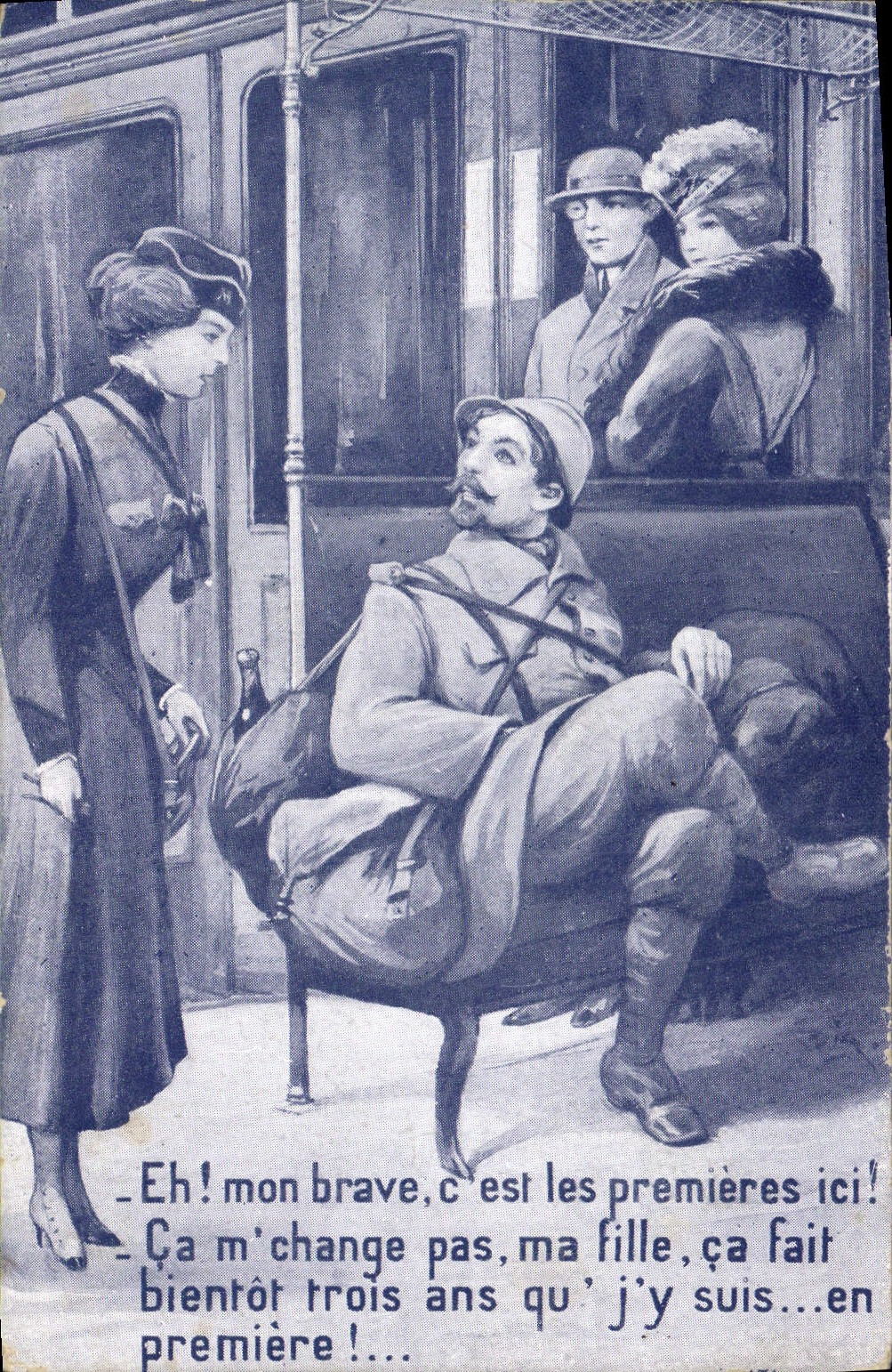 CPA Militaria Poilu Train 