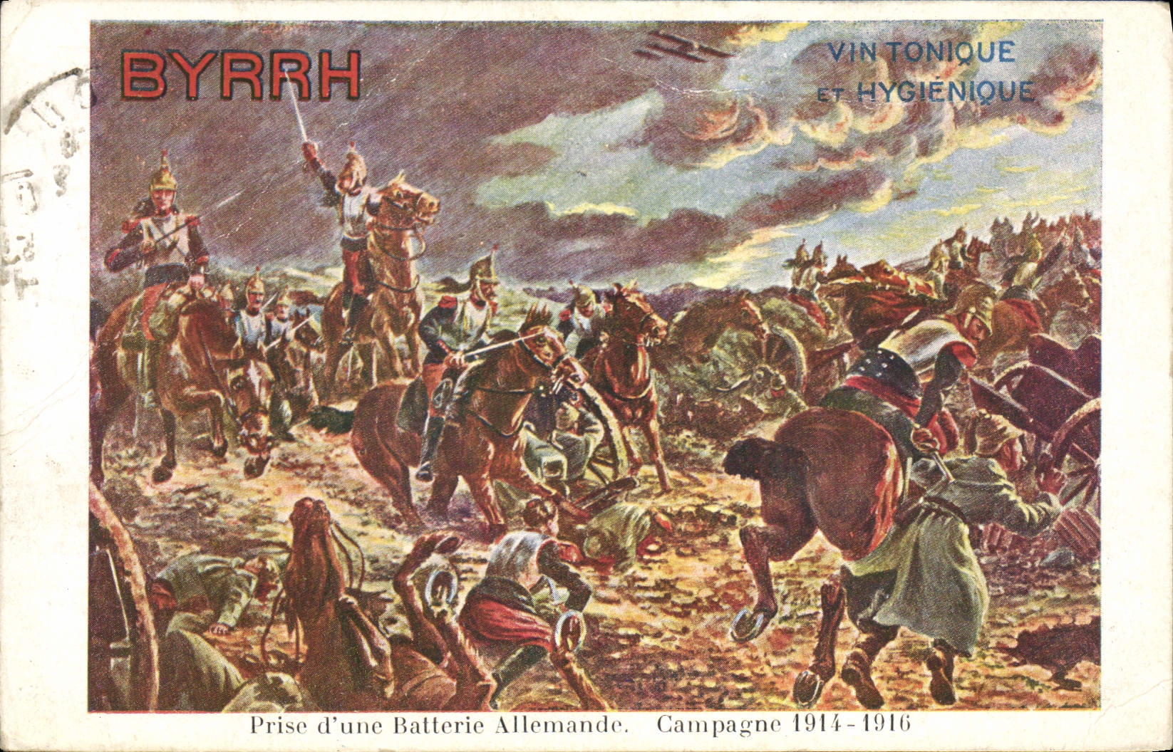 CPA Militaria Byrrh Prise d'une batterie allemande 