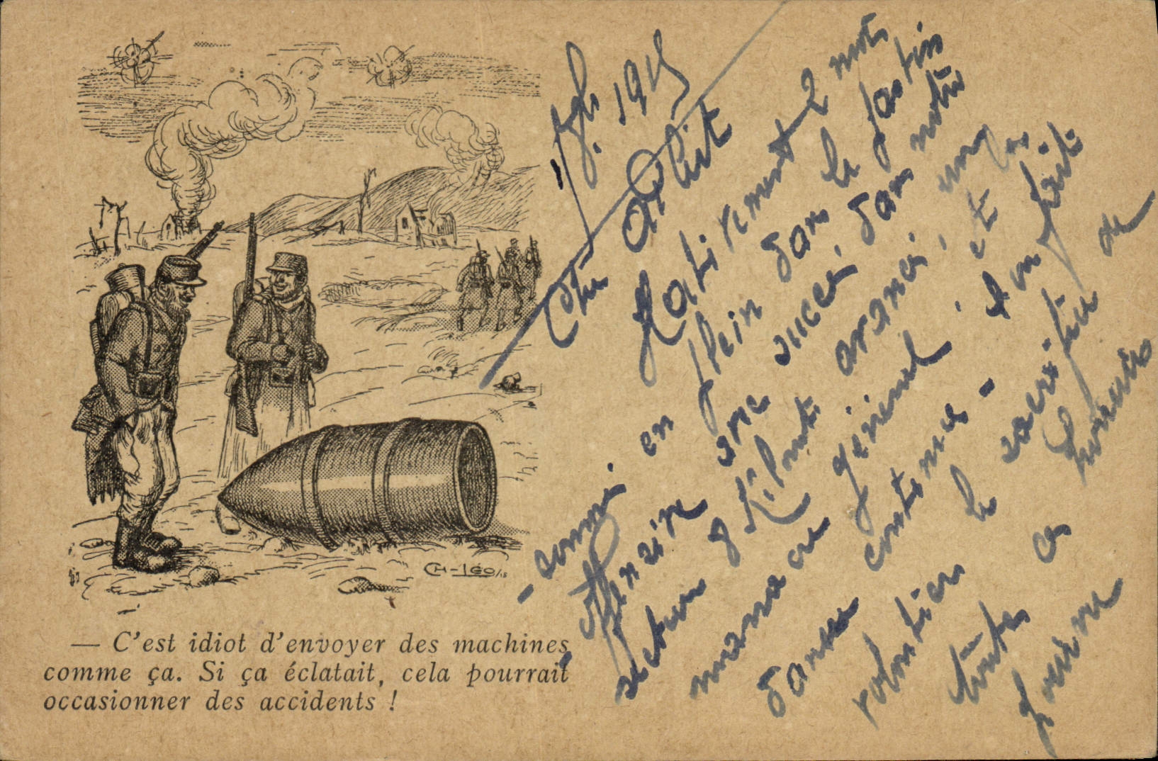 CPA Militaria C'est idiot d'envoyer des machines comme ca 