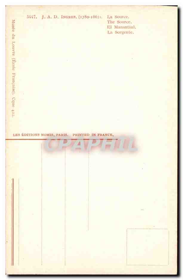 CPA Ingres La source  — Verso