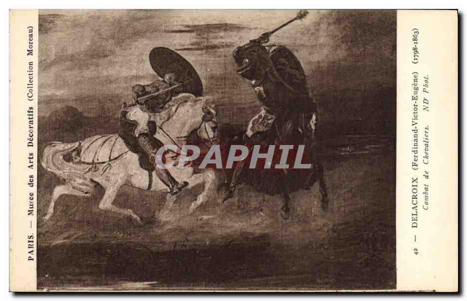 CPA Paris Musee des Arts Decoratifs Moreau Delacroix Combat de chevaliers 