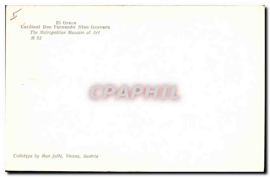 CPA El Greco Cardinal don Fernando Nino Guevara  — Verso