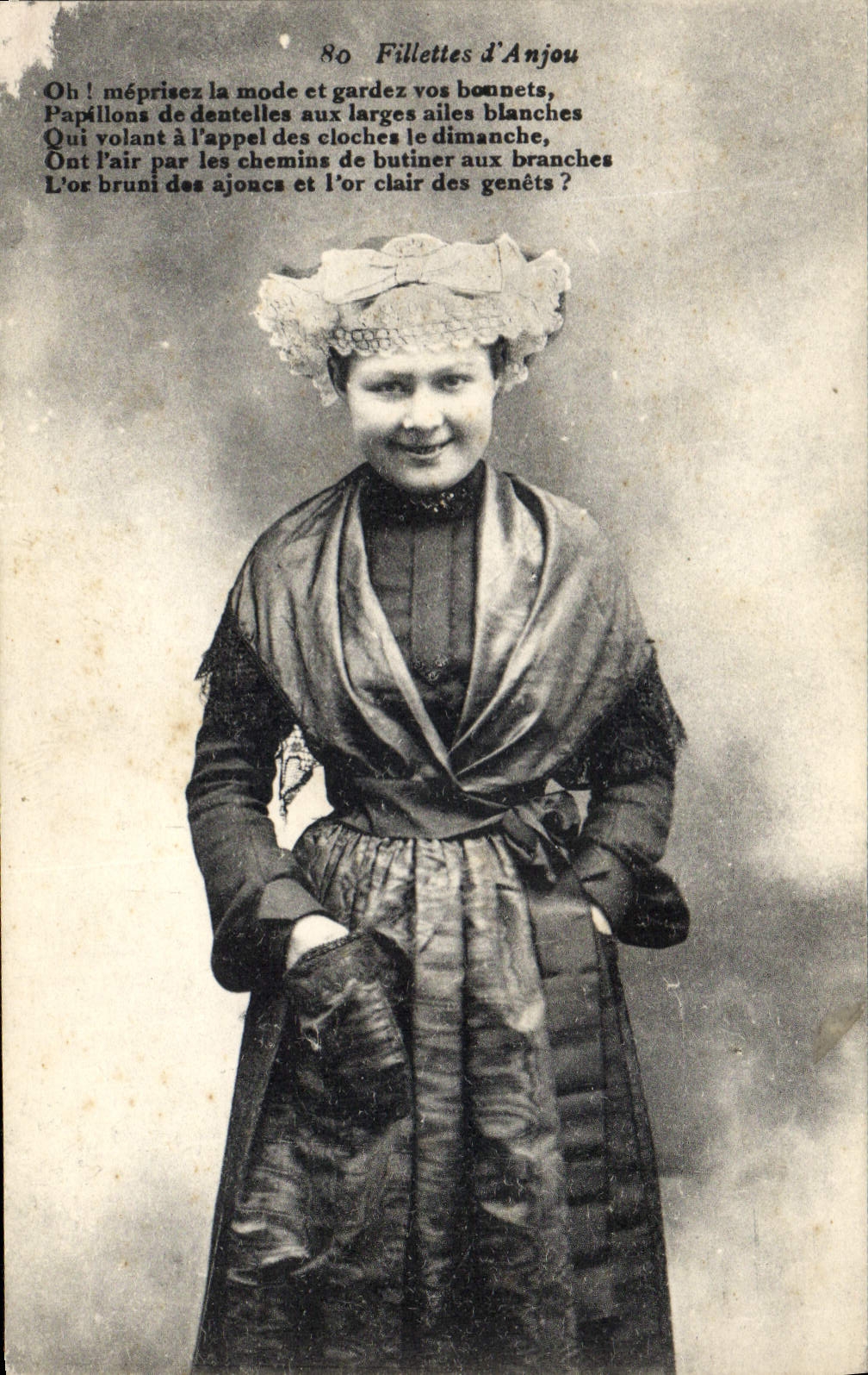 CPA Folklore Fillettes d'Anjou 