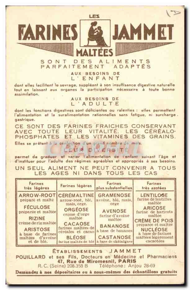 CPA Folklore L'Aunis Farines Jammet  — Verso
