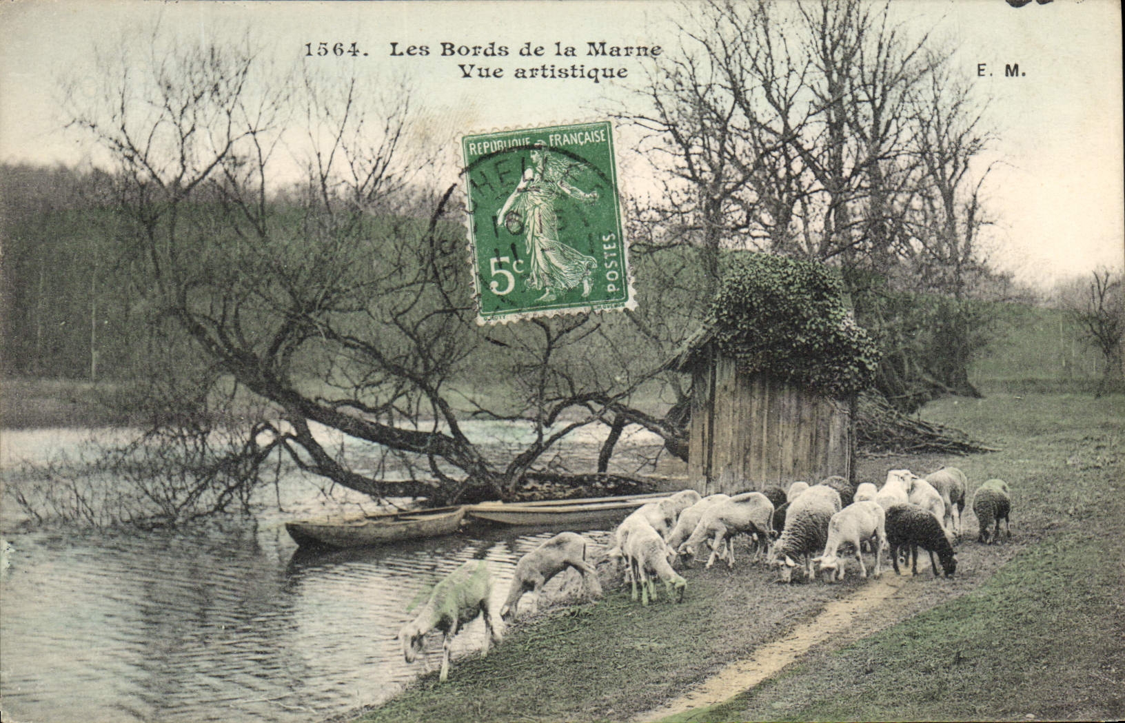 CPA Folklore Les bords de la marne Vue artistique Moutons 