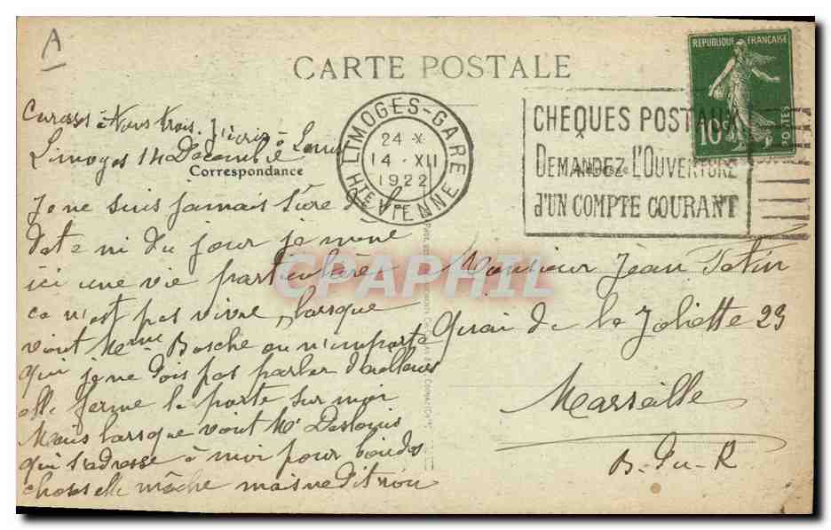 CPA Folklore Limoges Je porte dans mon panier  — Verso