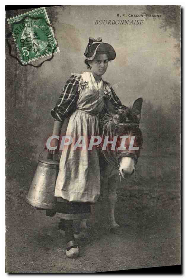 CPA Folklore Bourbonnaise Ane Mule 