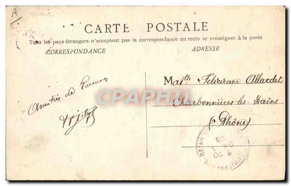 CPA Folklore Bourbonnaise Ane Mule  — Verso