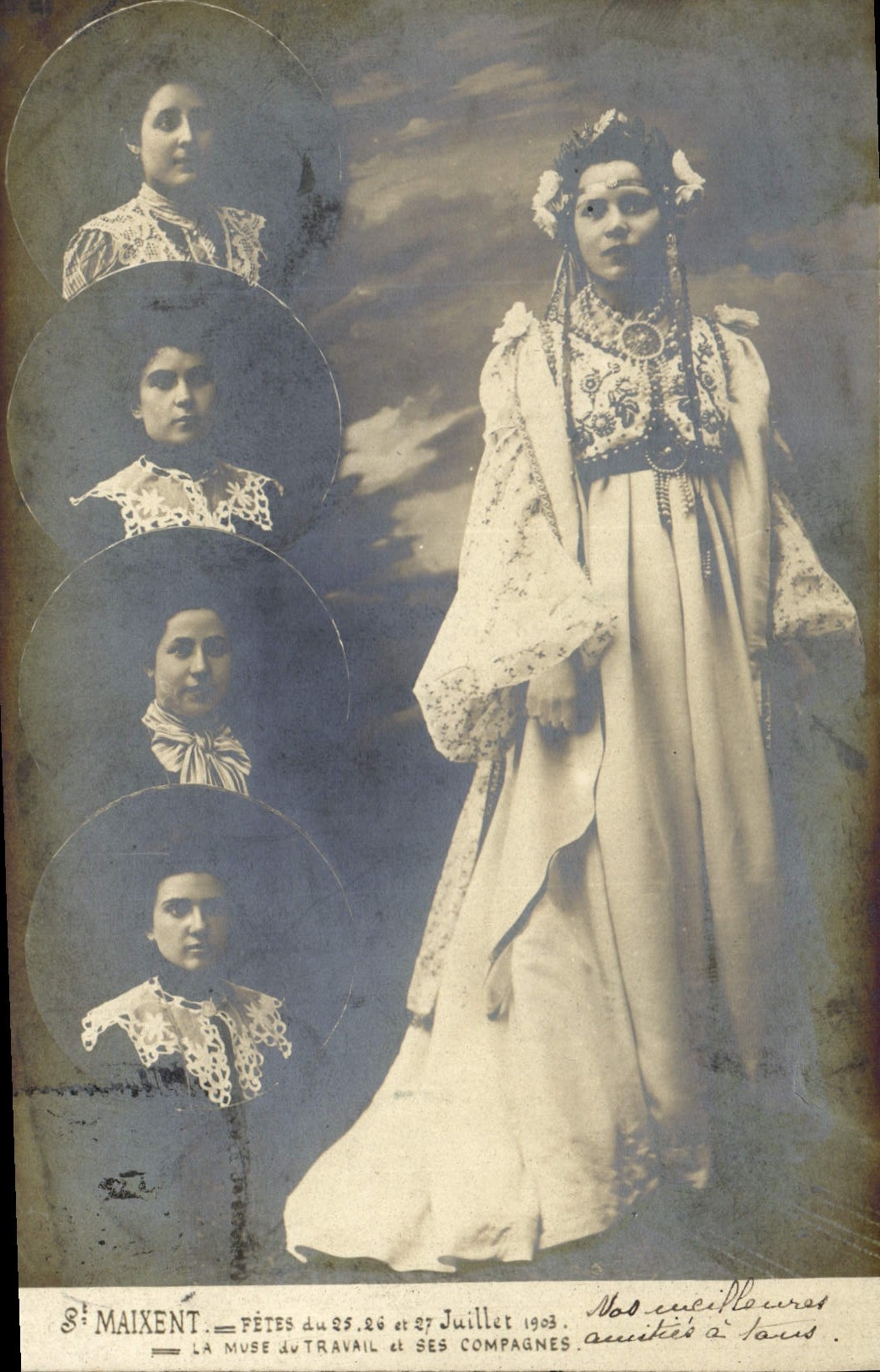 CPA Folklore St Maixent Fetes deu 25 26 27 juillet 1903 La muse du travail et ses compagnes 