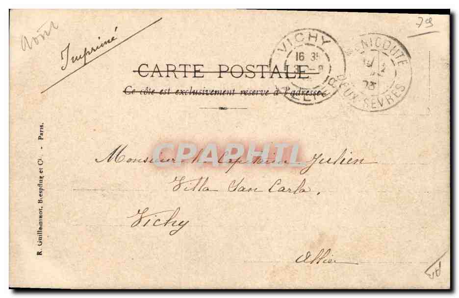 CPA Folklore St Maixent Fetes deu 25 26 27 juillet 1903 La muse du travail et ses compagnes  — Verso