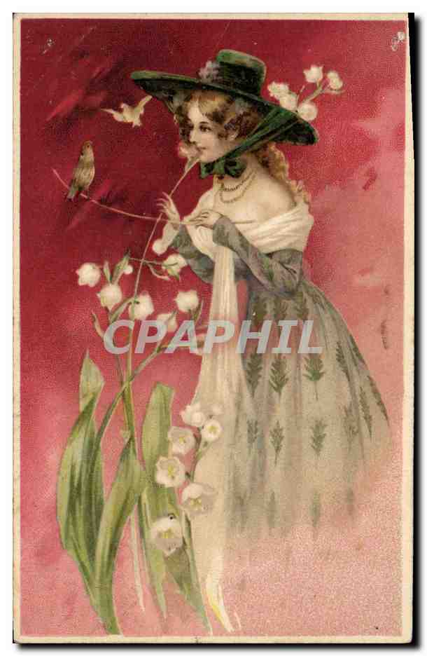 CPA Fantaisie Illustrateur Femme muguet 