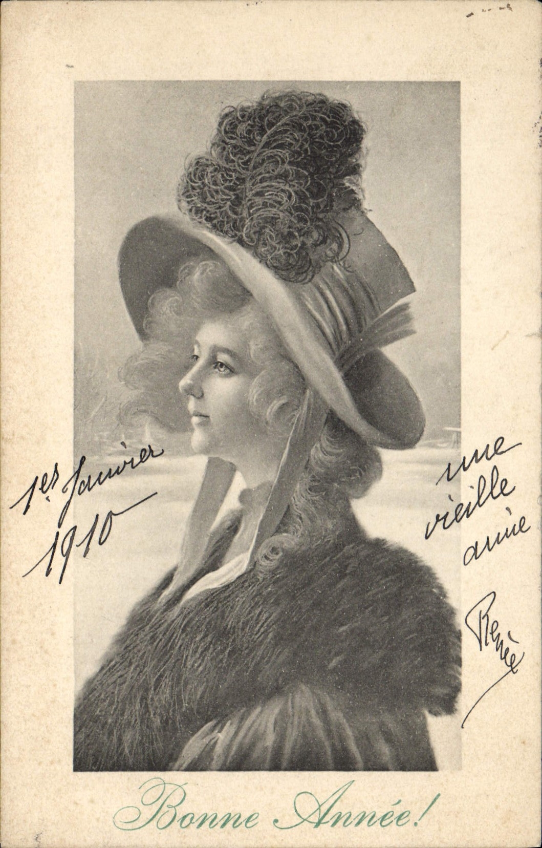 CPA Fantaisie Illustrateur Femme Bonne annee 