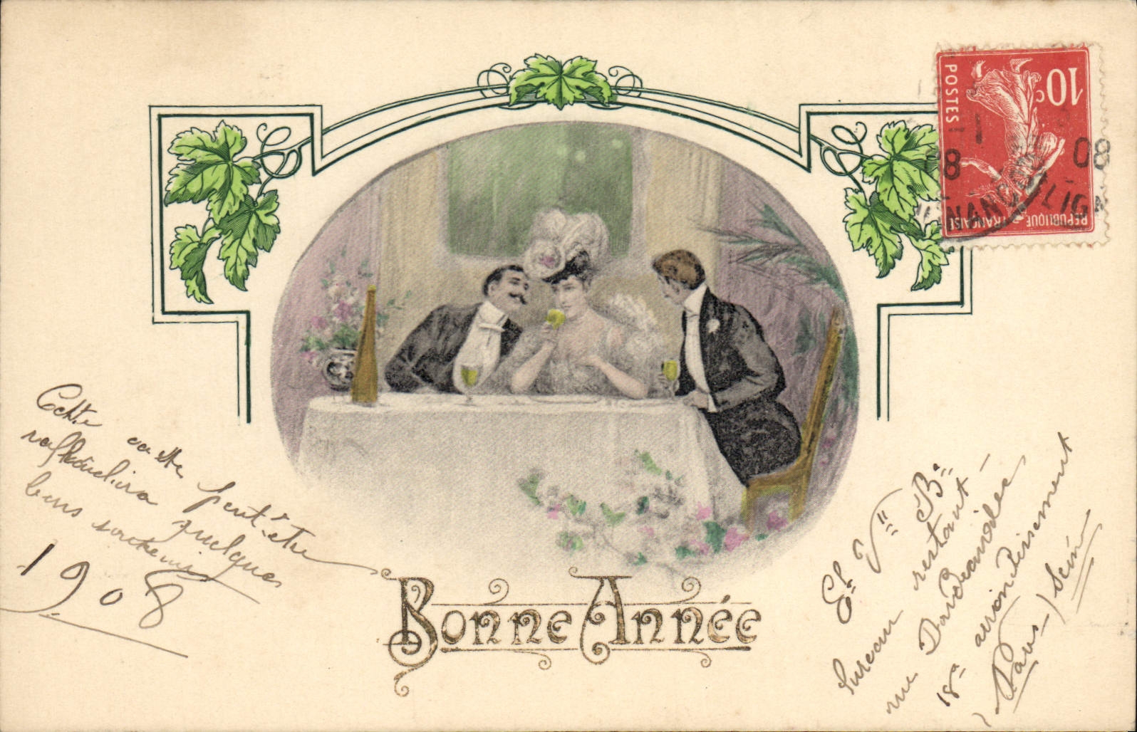 CPA Fantaisie Illustrateur Femme Bonne annee 