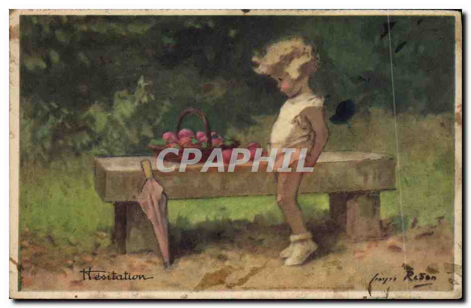 CPA Fantaisie Illustrateur Enfant Hesitation 