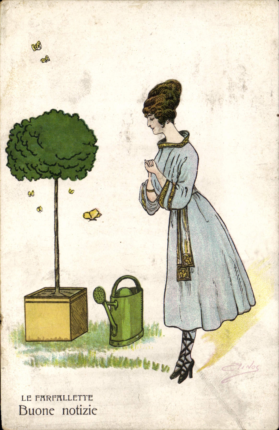 CPA Fantaisie Illustrateur Femme La Farfalette 
